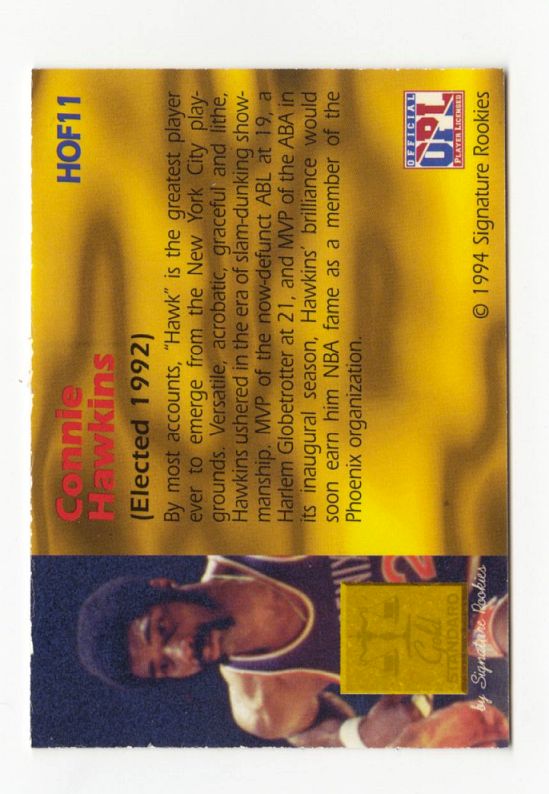 1994 Signature Rookies Gold Standard Hall of Fame /2500 Connie Hawkins AUTO Signed