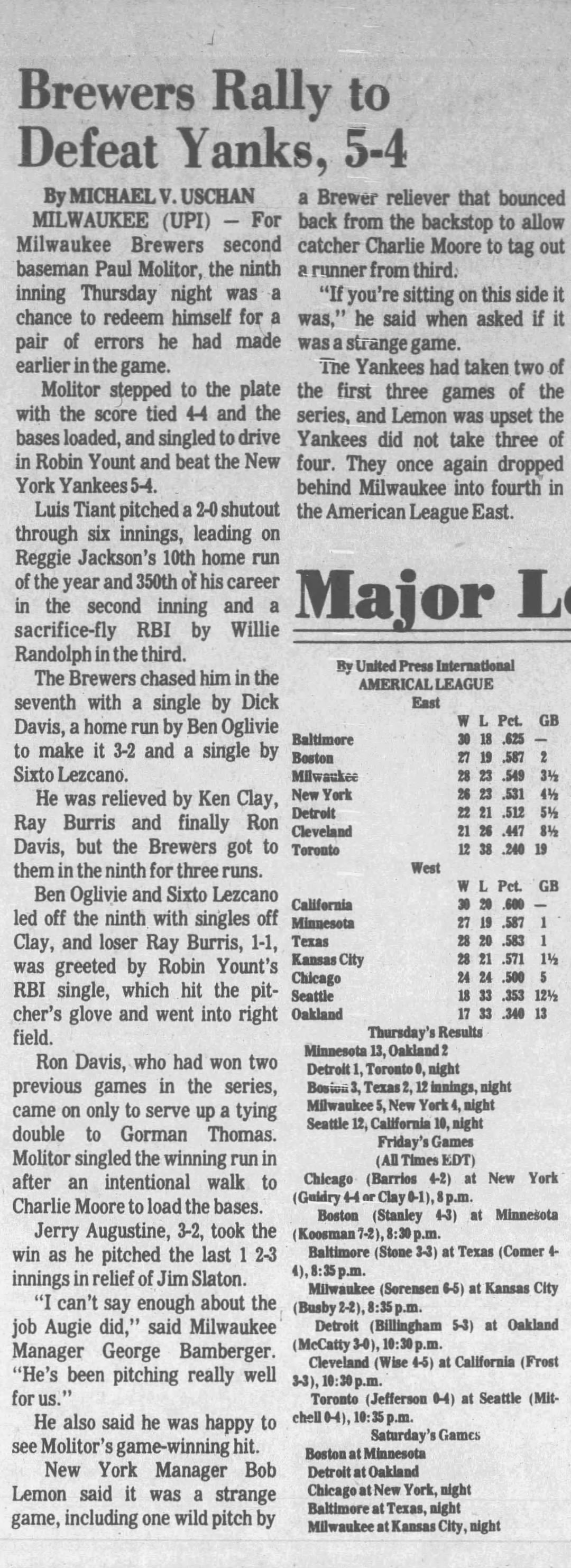 May 31, 1979 NY Yankees Official Batting Order Lineup Card /w Thurman Munson Reggie Jackson 350th HR Game Signed by Bob Lemon JSA COA