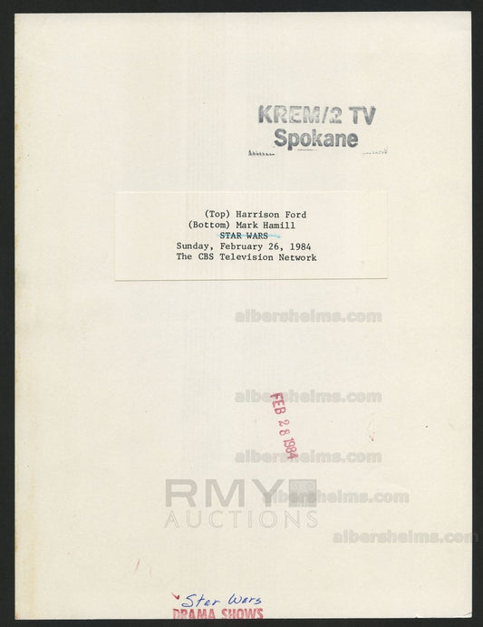 1977 Star Wars Mark Hamill Luke Skywalker & Harrison Ford Hans Solo Vintage Original Studio Photo