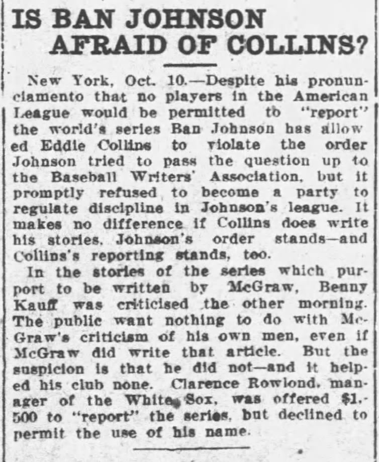 Ban Johnson Signed Letter Written to HOFer Eddie Collins 1917 World Series & Shoeless Joe Jackson Content PSA/DNA LOA