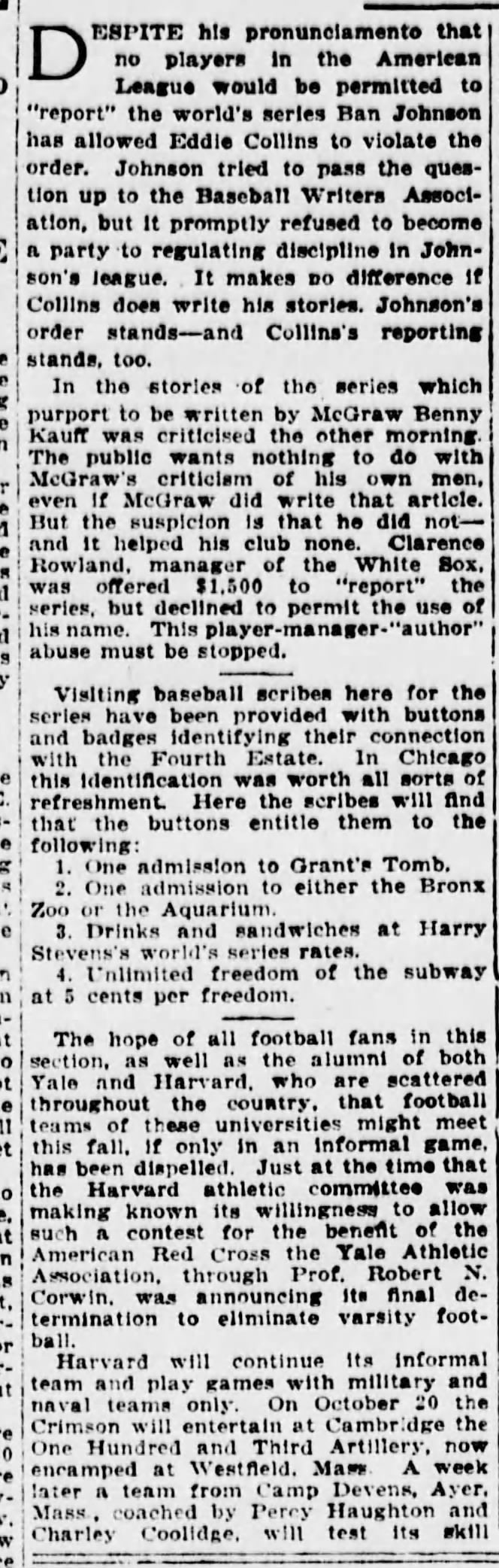 Ban Johnson Signed Letter Written to HOFer Eddie Collins 1917 World Series & Shoeless Joe Jackson Content PSA/DNA LOA