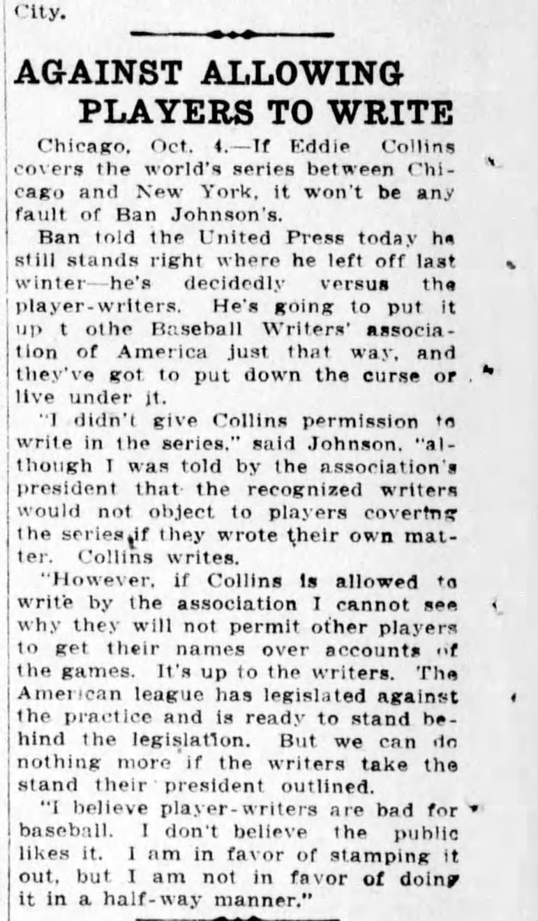 Ban Johnson Signed Letter Written to HOFer Eddie Collins 1917 World Series & Shoeless Joe Jackson Content PSA/DNA LOA