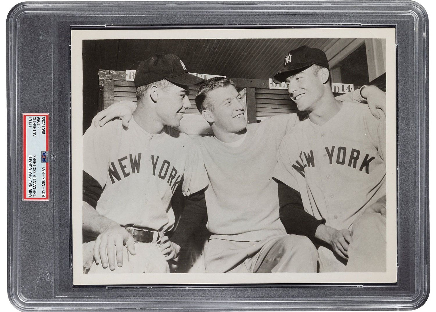 1956 Mickey Mantle with his Twin Brothers Roy & Ray Original TYPE 1 Photo PSA/DNA