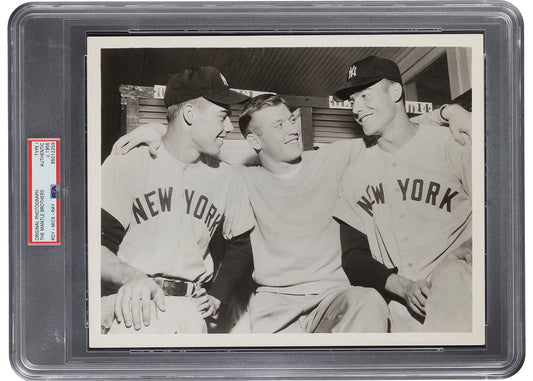 1956 Mickey Mantle with his Twin Brothers Roy & Ray Original TYPE 1 Photo PSA/DNA