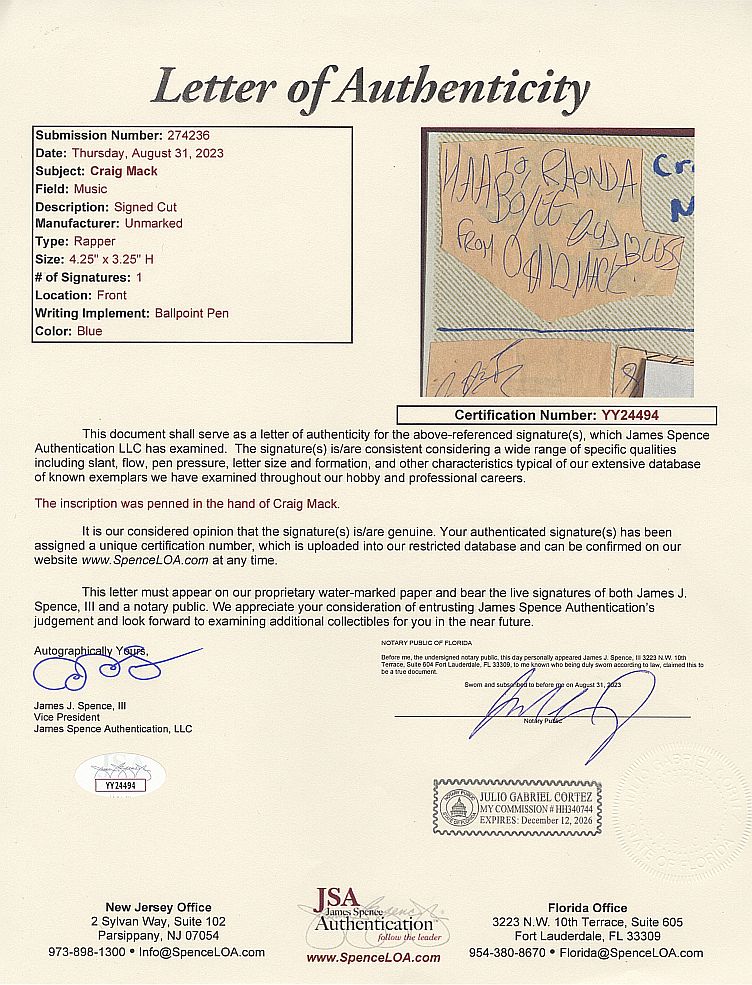 1990s Rap & Hip Hop In-Person Autograph Album /w Craig Mack & Trick Daddy JSA LOA