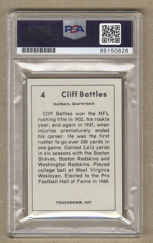 1977 Touchdown Cliff Battles Signed AUTO football card Pro Football HOF D.1981 PSA/DNA