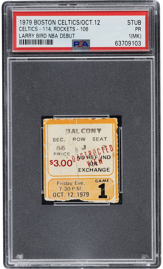 Oct. 12, 1979 - Larry Bird NBA Debut Ticket Stub - Boston Celtics vs. Houston Rockets - PSA 1 MK