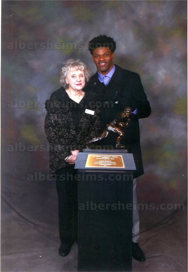 Heisman Trophy Winner & NFL MVP Lamar Jackson & Mrs. Les Horvath Original Photo