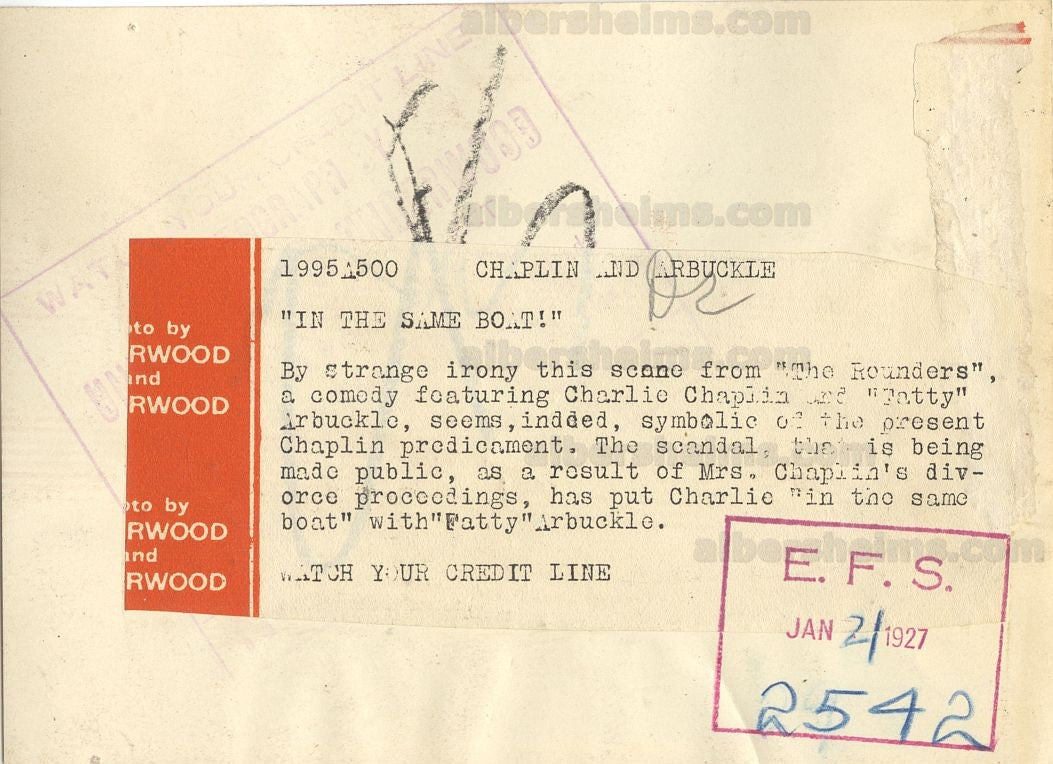 1914 Charlie Chaplin & Fatty Arbuckle 1927 TYPE 2 Original Photo of The Silent Era's Biggest Movie Stars