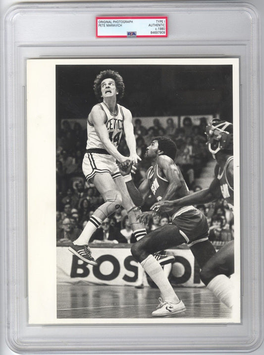 1980 Pistol Pete Maravich Boston Celtics vs. Houston Rockets Original TYPE 1 Photo PSA/DNA