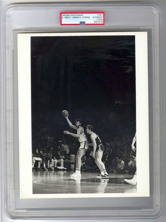 Kareem Abdul Jabbar Early 70's vs Celtics - Dave Cowens TYPE 1 Original Photo PSA/DNA