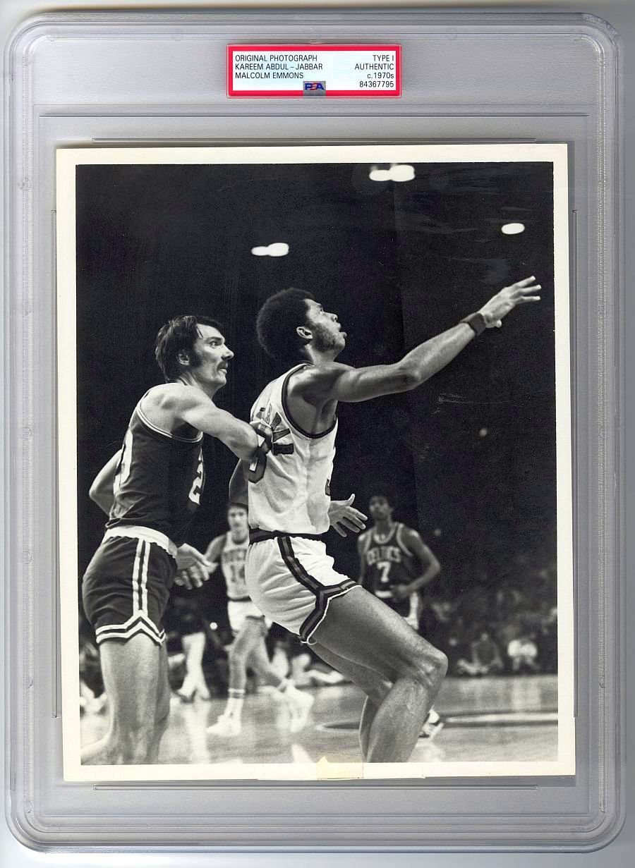 Kareem Abdul Jabbar Early 70's vs Celtics - Hank Finkel - Malcolm Emmons TYPE 1 Original Photo PSA/DNA