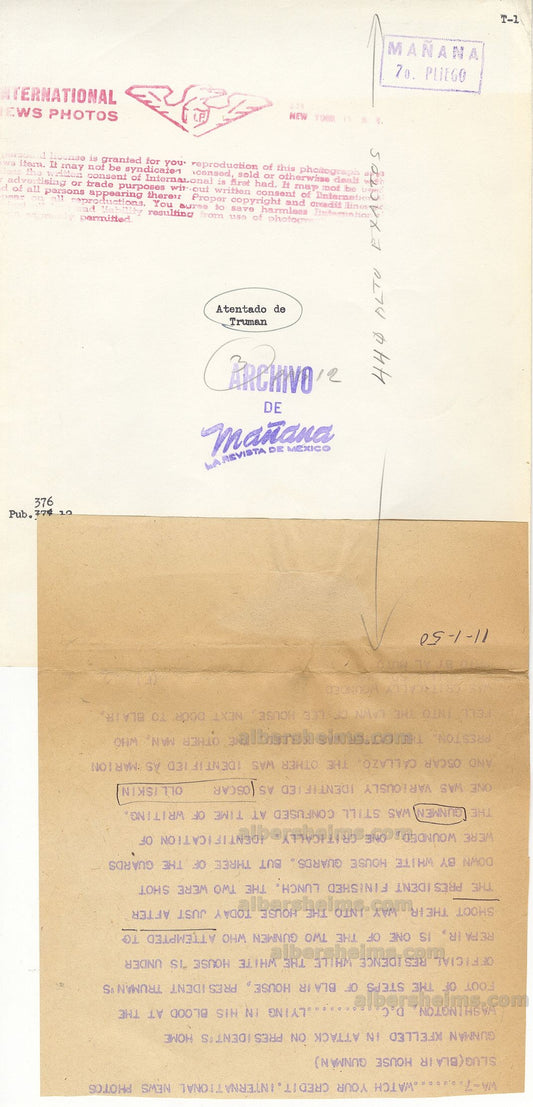 White House Guards Kill Gunman Assassination 1950 Attempt on President Harry Truman Original TYPE 1 Photo