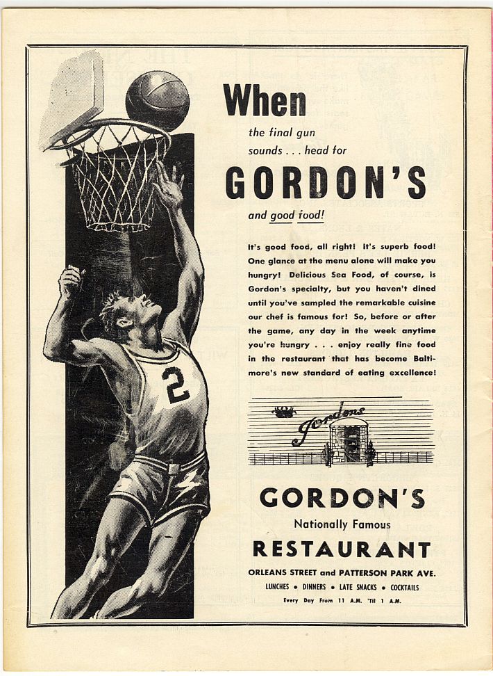 Baltimore Bullets vs. Williamsport Billies February 15, 1959 EPBL Eastern League Basketball Program