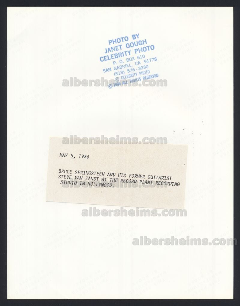 1986 Bruce Springsteen & Stevie Van Zandt Original TYPE I photo