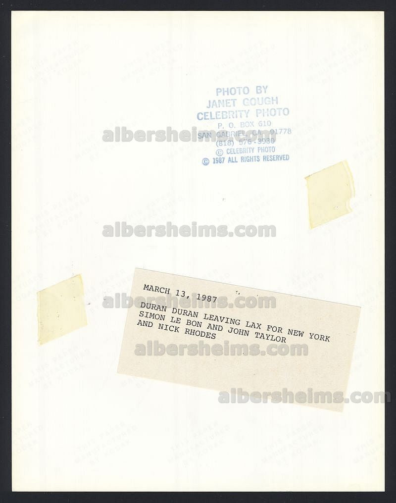 1987 Duran Duran Most Popular Band in the World Original TYPE 1 Photo