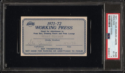 1971-72 L.A. Lakers Season Pass NBA Champs Wilt Chamberlain PSA 4