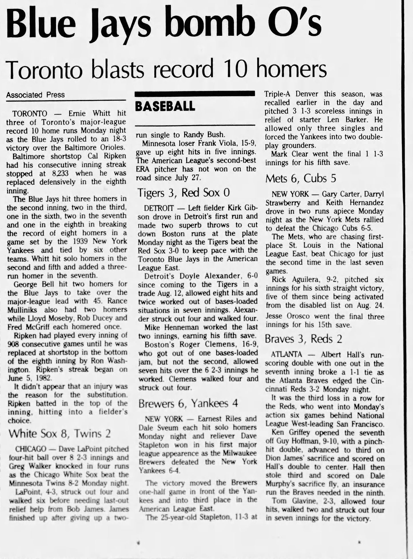 September 14, 1987 Blue Jays 18 Orioles 3 Cal Ripken Jr. 8243 Consecutive Innings Streak Ends Ticket Stub PSA 3