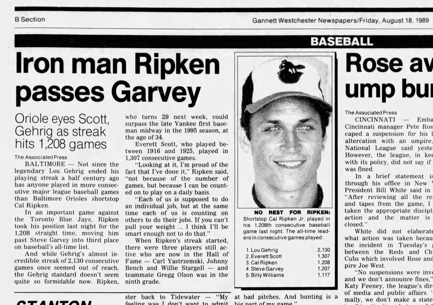 8/17 1989 Orioles Blue Jays Cal Ripken Jr. 1208th Consecutive Game Passes Steve Garvey Ticket Stub PSA 3 POP 1
