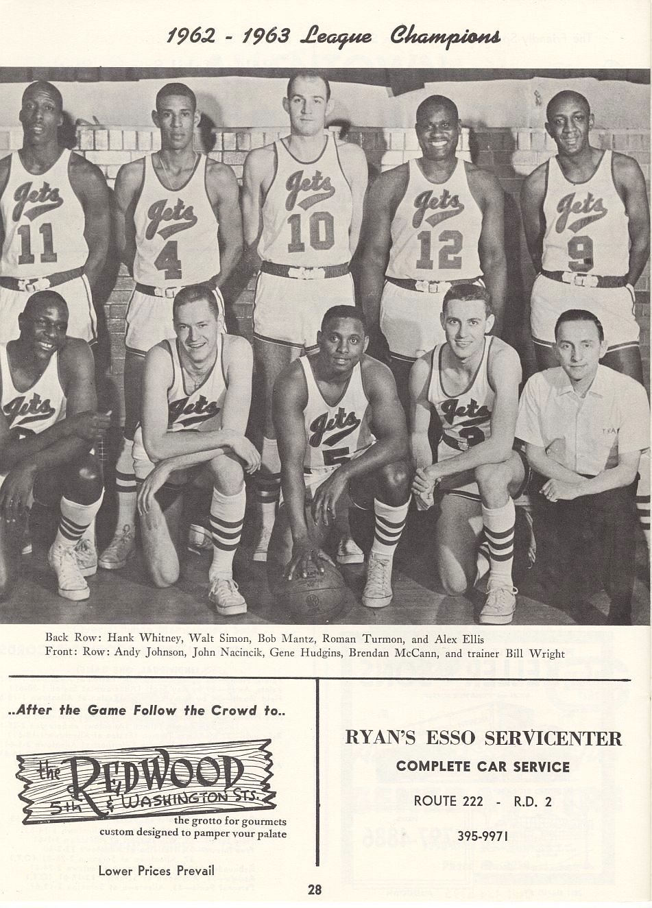 1963-64 Allentown Jets vs. Scranton Miners EPBL Eastern League Basketball Program