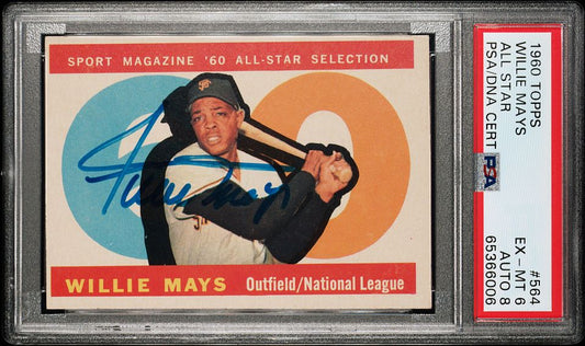 1960 Topps #564 Willie Mays PSA 6 EX-MT Signed PSA/DNA AUTO Grade 8