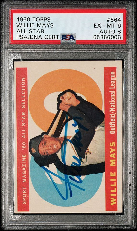 1960 Topps #564 Willie Mays PSA 6 EX-MT Signed PSA/DNA AUTO Grade 8