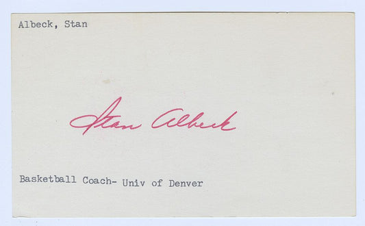 Stan Albeck ABA NBA Chicago Bulls - Michael Jordan's 2nd Year Coach Signed AUTO 3x5 index card