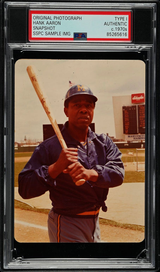 Hank Aaron 1975 SSPC Samples #NNO & Puzzle Back Baseball Card Image Original TYPE 1 Photo PSA/DNA
