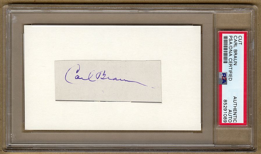 Carl Braun cut signature AUTO 3x5 index card Knicks Boston Celtics Basketball HOF PSA/DNA