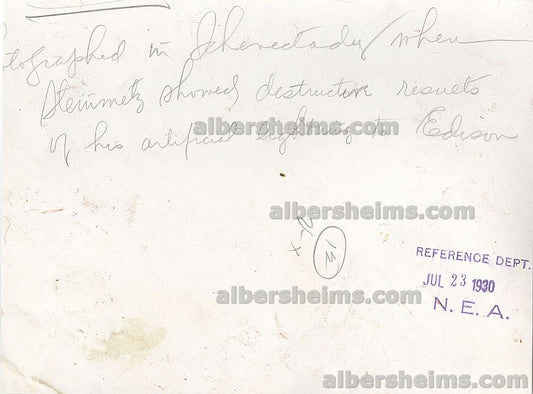 1922 Thomas Edison Electrical Genius & Charles Steinmetz "The Wizard of Schenectady" Working in the Lab Original photo