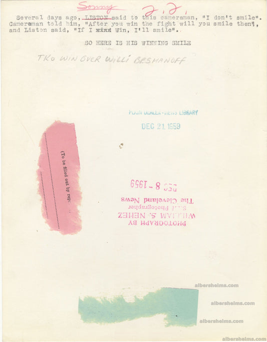 Future Heavyweight Champion of the World Sonny Liston 1959 SUPER RARE SMILING Original TYPE I Photo