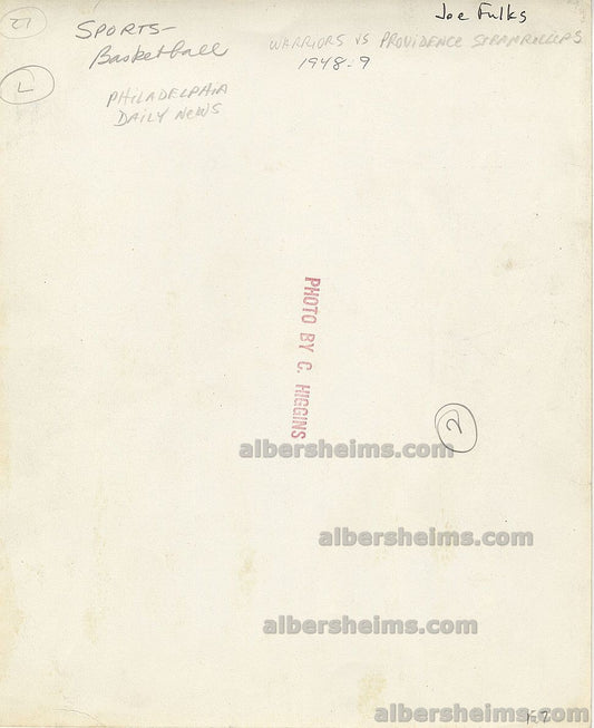 1948-49 Jumpin' Joe Fulks Philadelphia Warriors vs Providence Steamrollers Original TYPE I Photo