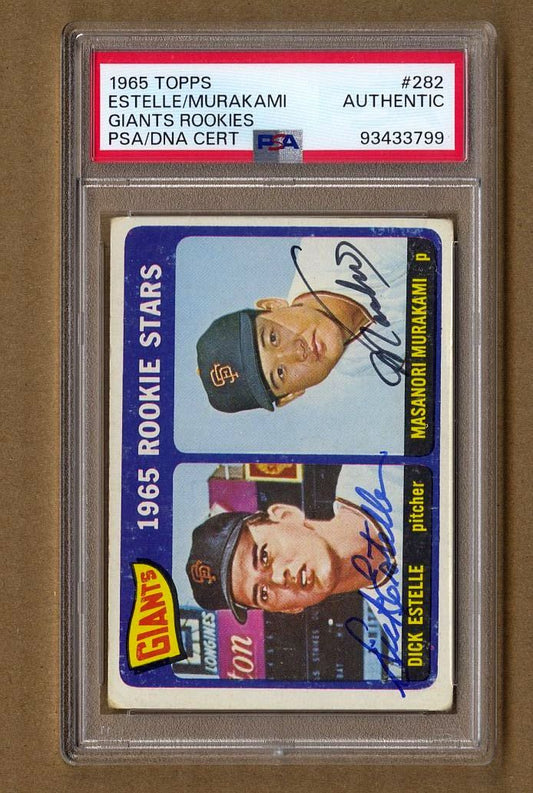 1965 Topps Rookie Stars #282 Masanori Murakami Dick Estelle Signed Auto Baseball Card PSA PSA/DNA