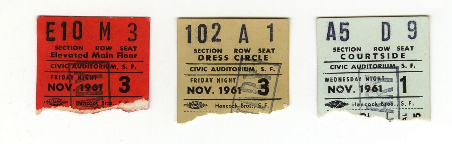San Francisco Saints vs Kansas City Steers ABL basketball Program & Ticket Stubs Nov. 1 & 3, 1961 - 1st game in Steers HISTORY