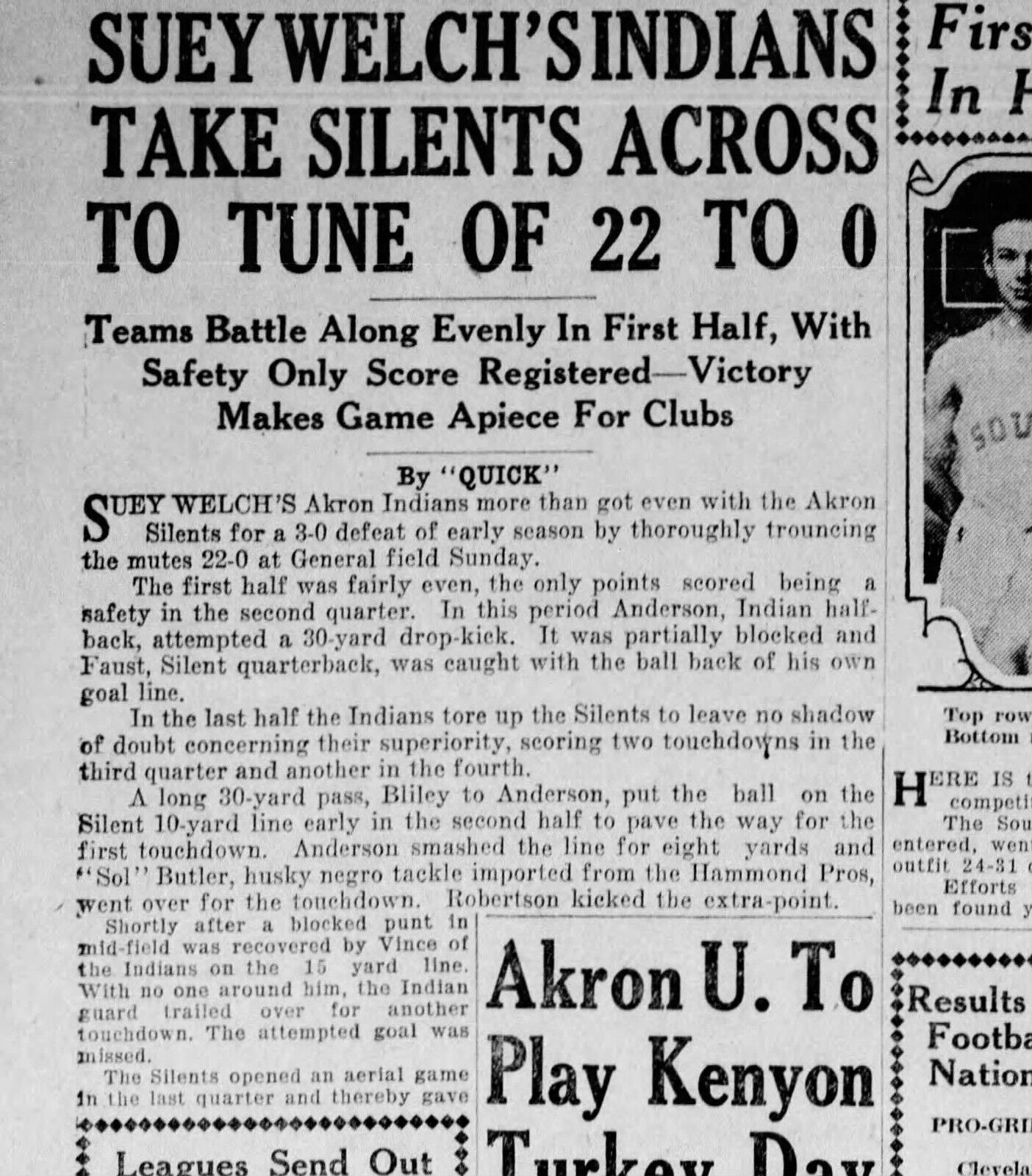 1924 Akron Indians Professional Football Team Panorama TYPE I Original Photo with African American NFL pioneer Sol Butler