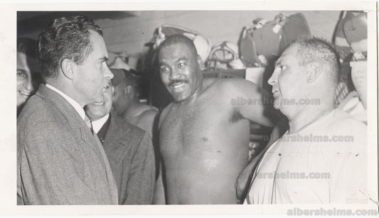 1959 Richard Nixon Meets Art Donovan & Big Daddy Lipscomb Baltimore Colts NFL Championship Locker Room Celebration Original TYPE I photo
