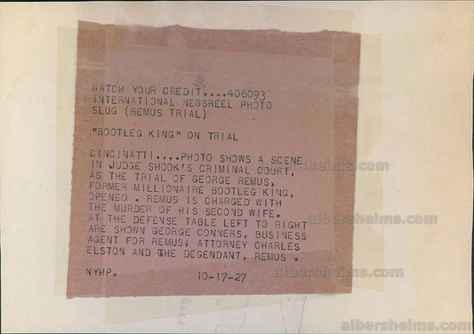 1927 George Remus Gangster King of Prohibition Era Bootleggers Original Press Photo