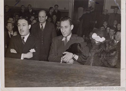 1938 Gangsters Dixie Davis & George Weinberg of Dutch Schultz Gang at Trial Original TYPE 1 Photo