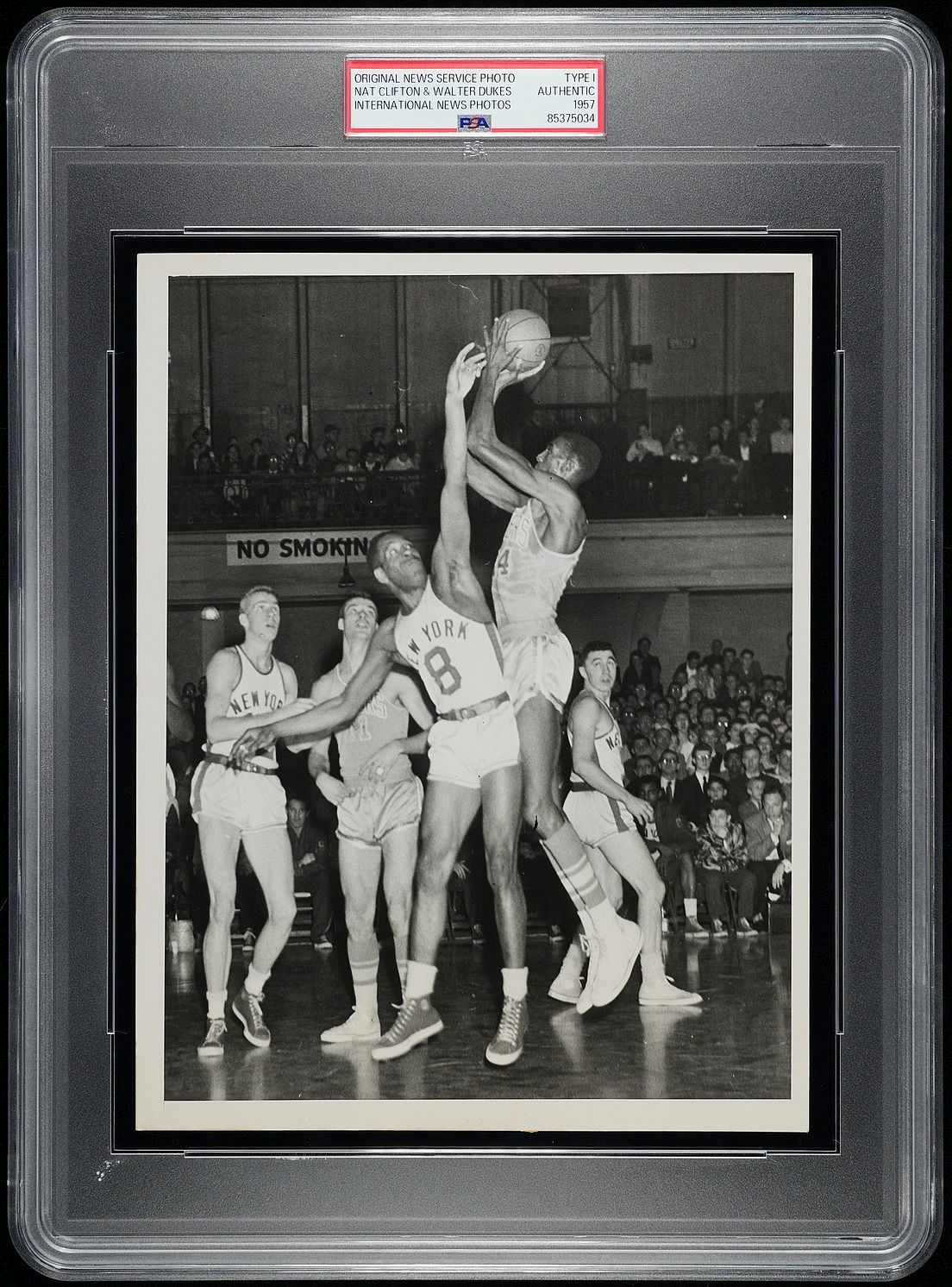 1956 HOFer Nat Sweetwater Clifton 1st African American to Sign NBA Contract vs Walter Dukes 1953 NBA #1 Pick Original TYPE I Photo PSA/DNA