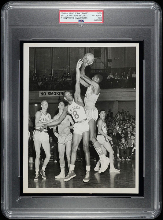 1956 HOFer Nat Sweetwater Clifton 1st African American to Sign NBA Contract vs Walter Dukes 1953 NBA #1 Pick Original TYPE I Photo PSA/DNA