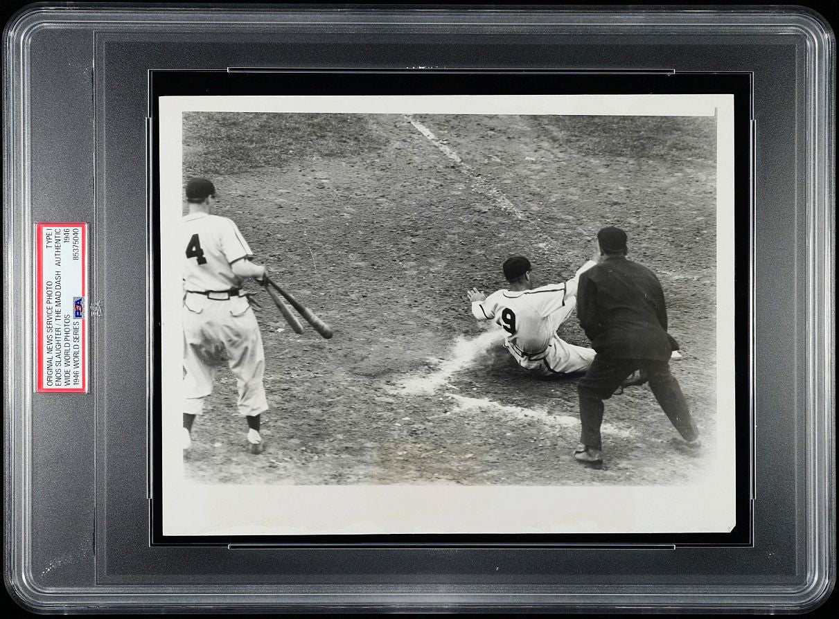 Enos Slaughter's "Mad Dash Home" 1946 World Series Original TYPE I Photo PSA/DNA