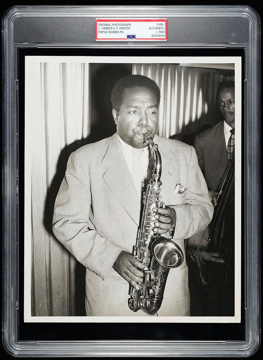 Charlie Parker 1949 at 32s Jazz Club NYC Silver Gelatin Popsie Original TYPE I Photo PSA/DNA
