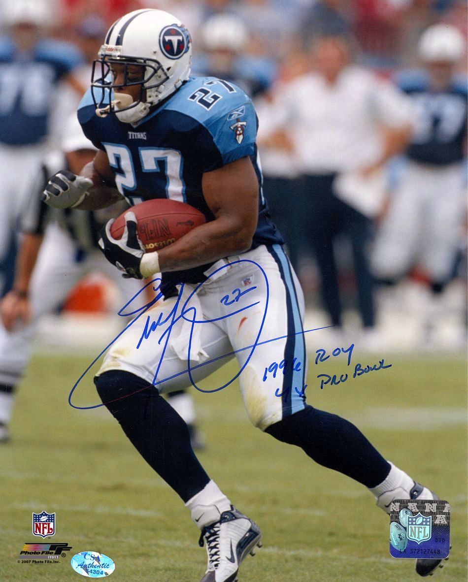 Eddie George Signed AUTO 8x10 Photo /w Great Inscriptions Titans NFL CSA Shows Holo & COA