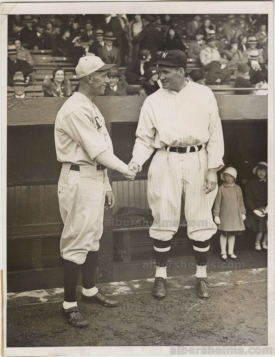 1932 Walter Johnson Washington Senators Opening Day /w Red Sox Shano Collins Original TYPE I Photo