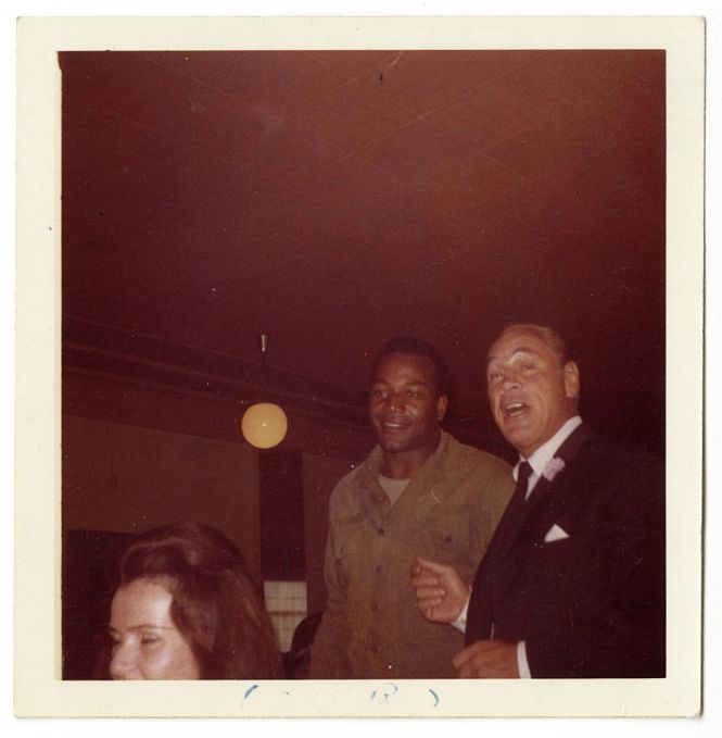 Carroll Rosenbloom & Jim Brown Original TYPE I Snapshot Photo with Long Trolling Letter to Art Modell in Carroll Rosenbloom's Hand - One of a Kind Unique Historical Piece