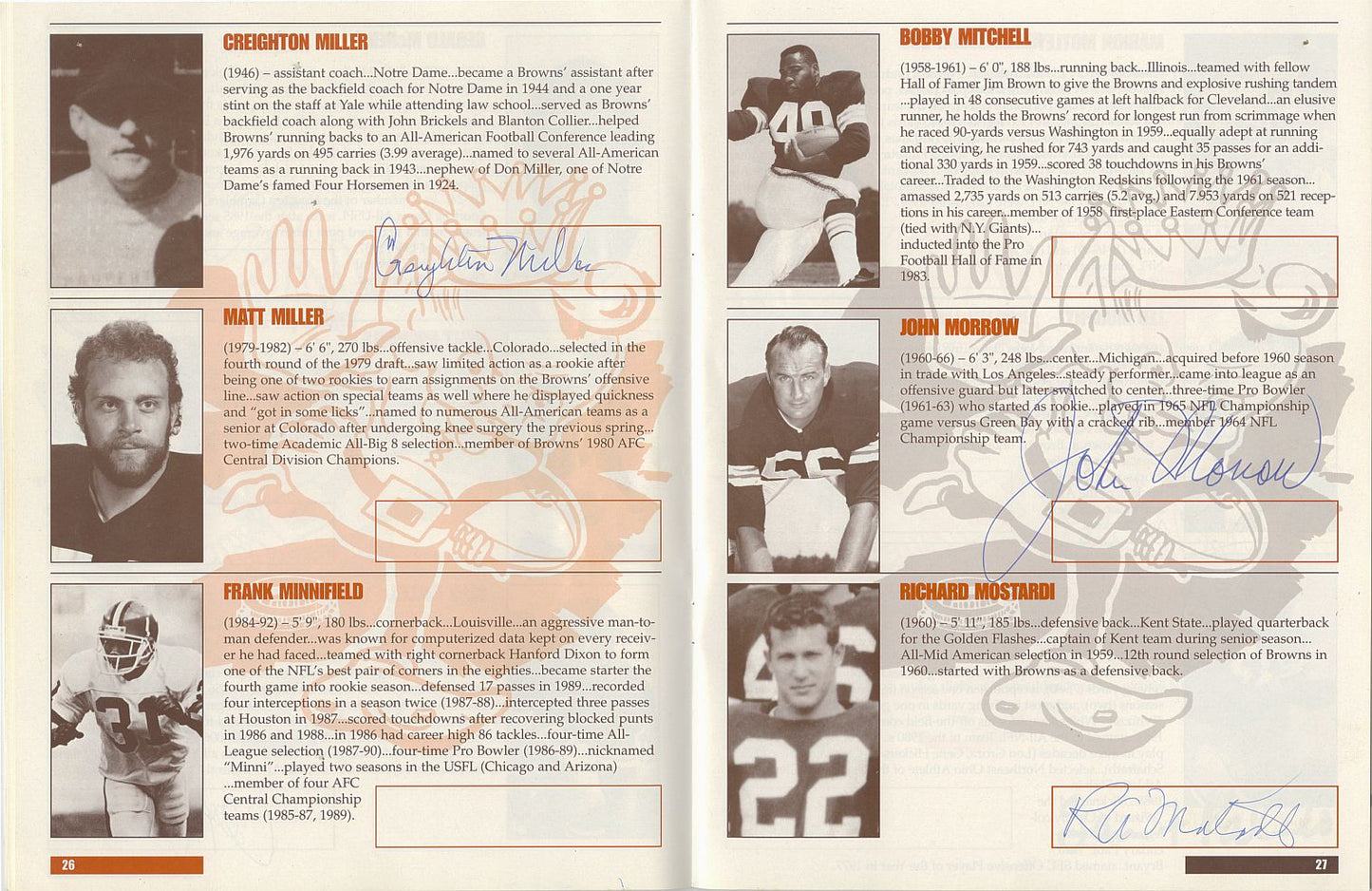 1997 Cleveland Browns Reunion Program Signed AUTO by 60 - Many Deceased
