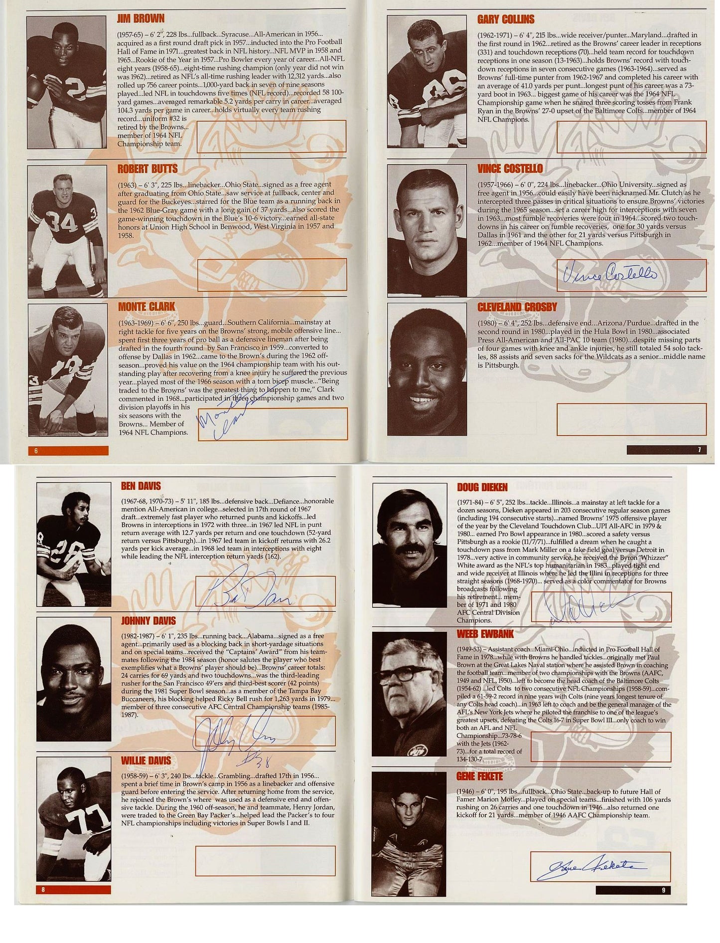 1997 Cleveland Browns Reunion Program Signed AUTO by 60 - Many Deceased