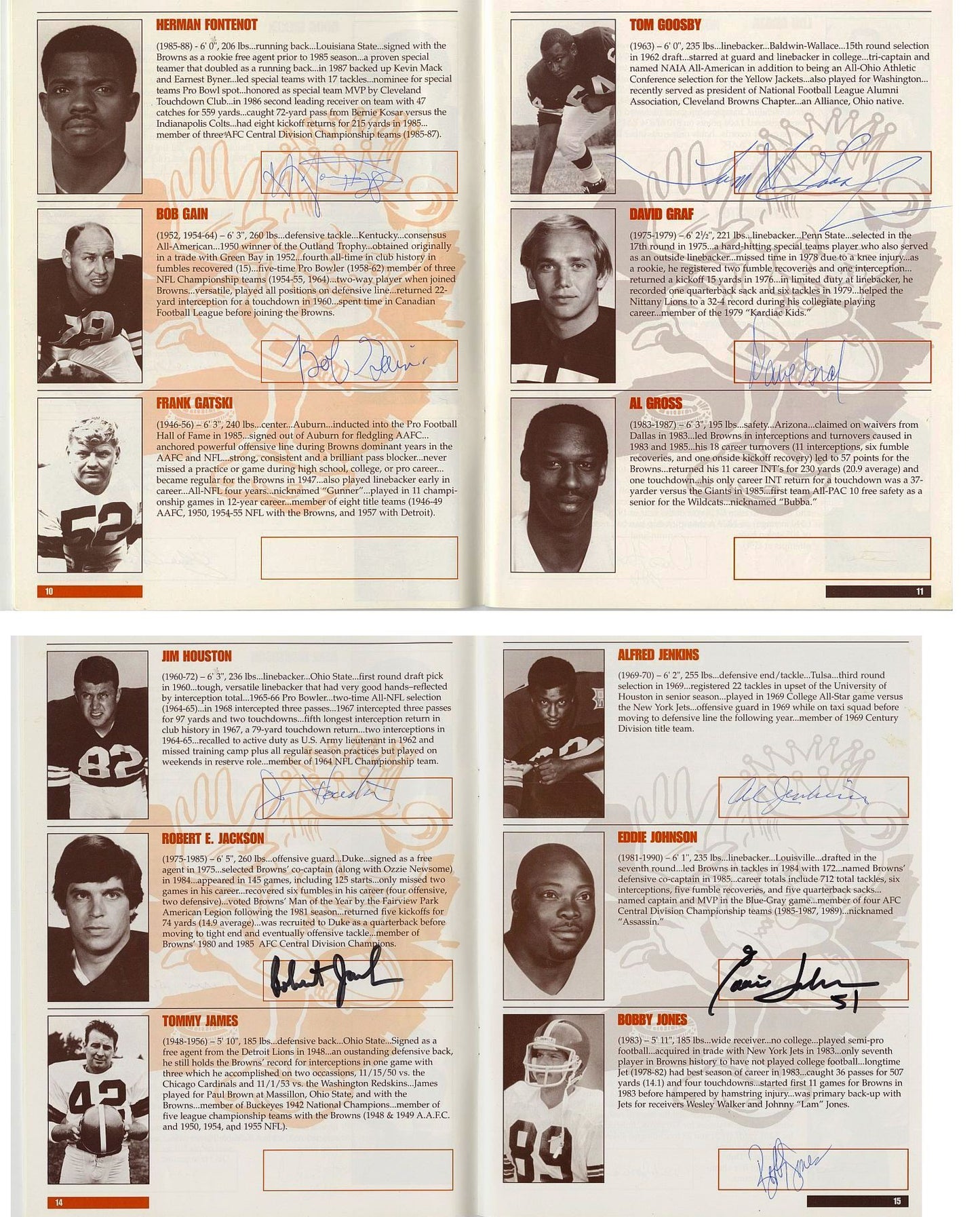 1997 Cleveland Browns Reunion Program Signed AUTO by 60 - Many Deceased