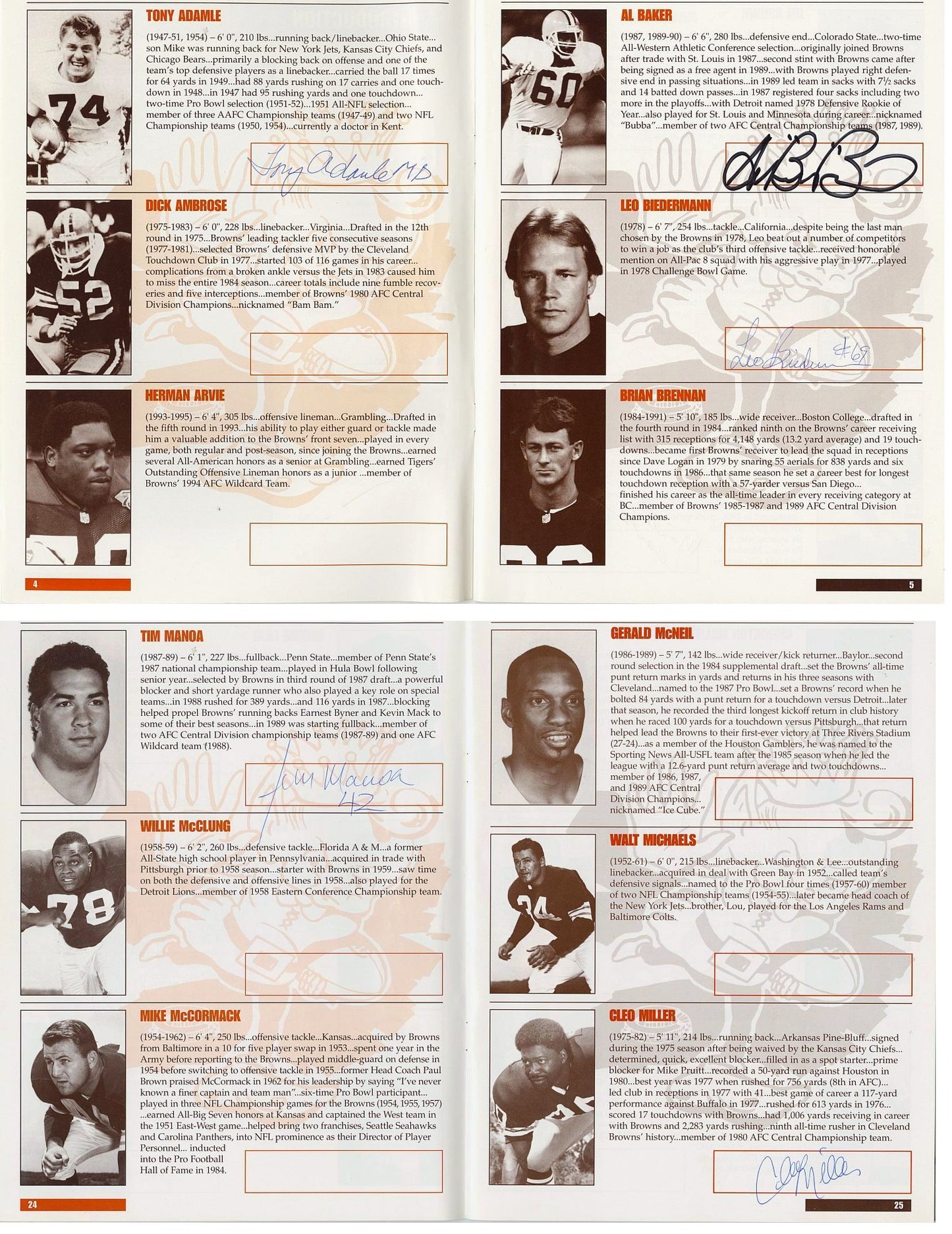 1997 Cleveland Browns Reunion Program Signed AUTO by 60 - Many Deceased