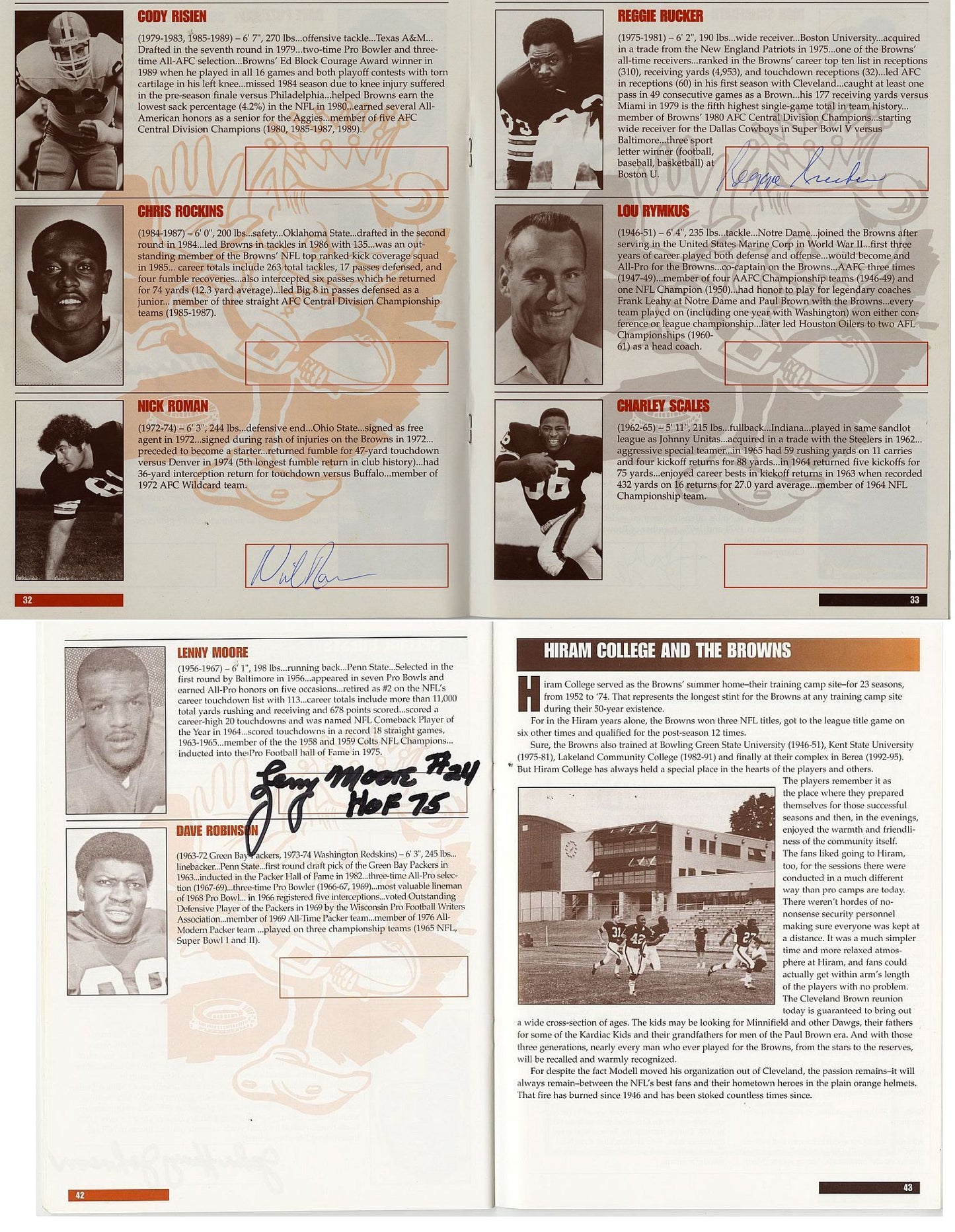 1997 Cleveland Browns Reunion Program Signed AUTO by 60 - Many Deceased
